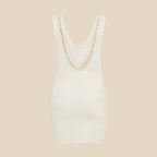 Low back short cream cowrie shell dress product image