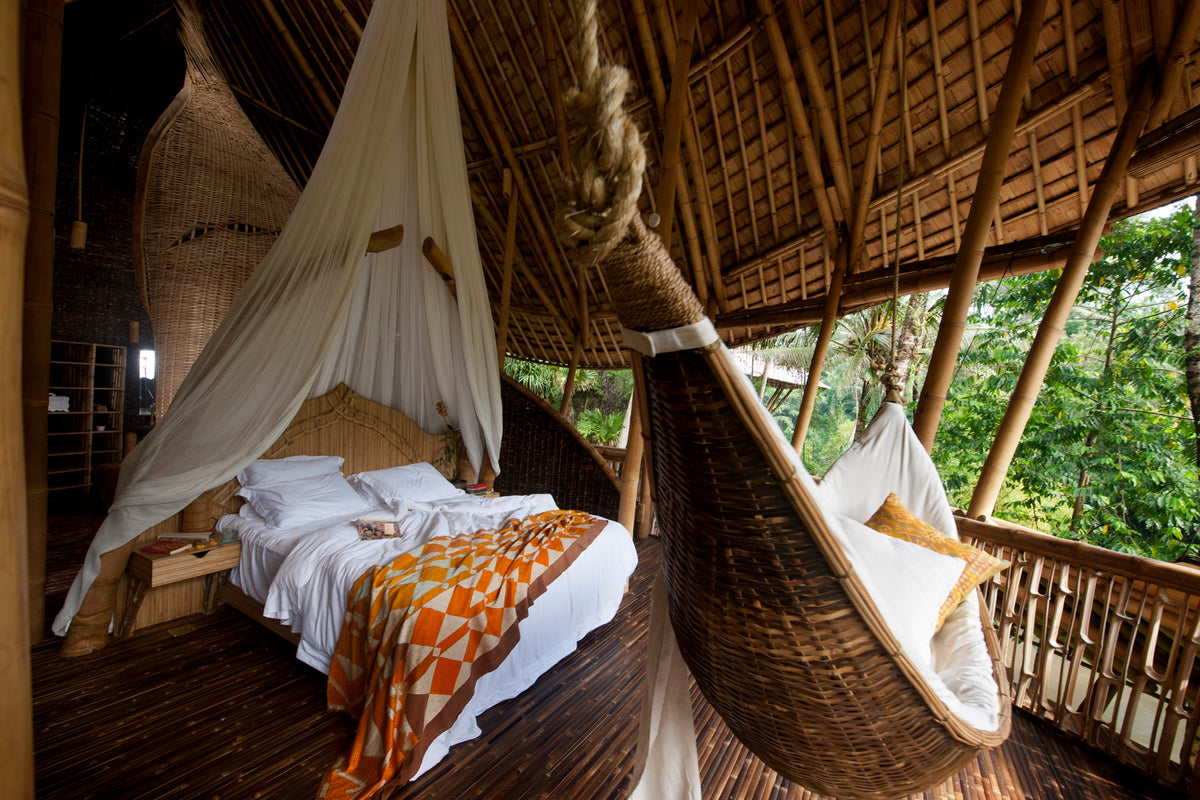 A bamboo bedroom in the jungles of Bali