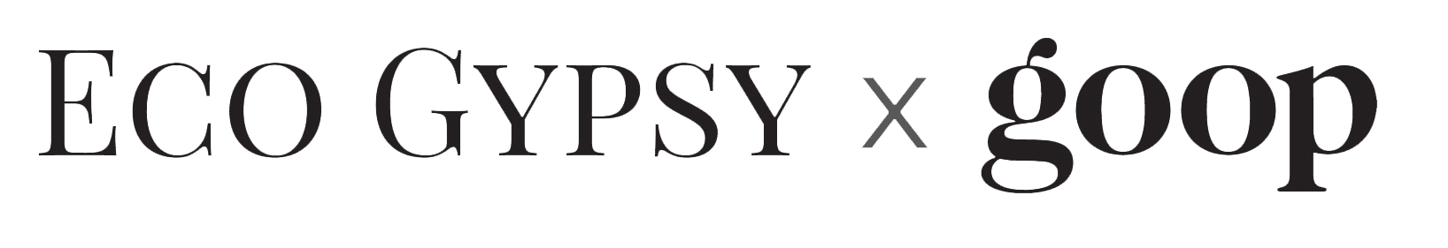 Collaboration logo between The Eco Gypsy and goop on a white background